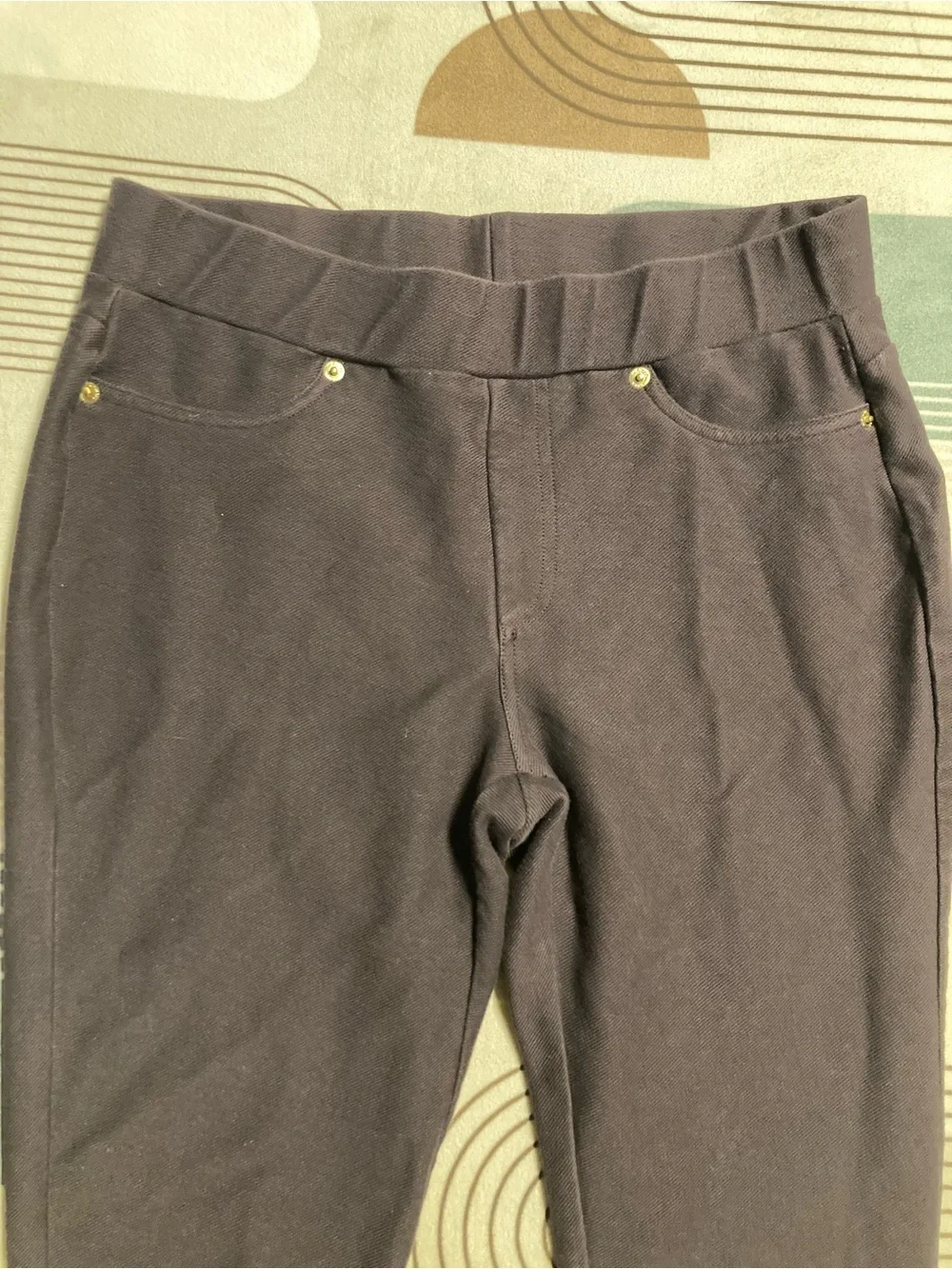 Michael Kors Chocolate Brown Slim Stretch Pants with Gold-Tone Accents